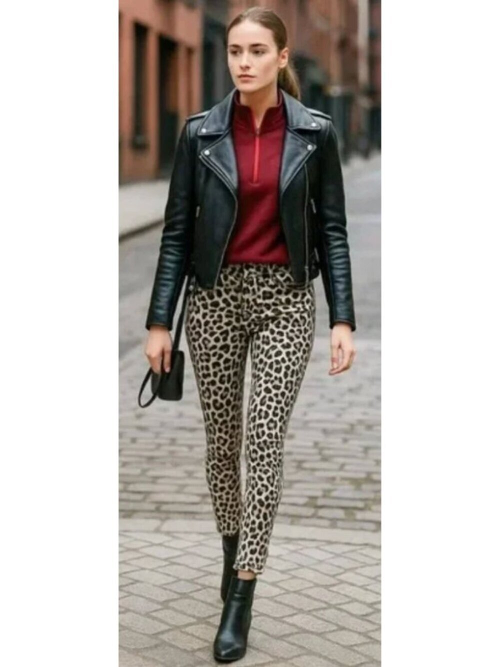 FRAME Ali High-Rise Leopard Cigarette Jean 26